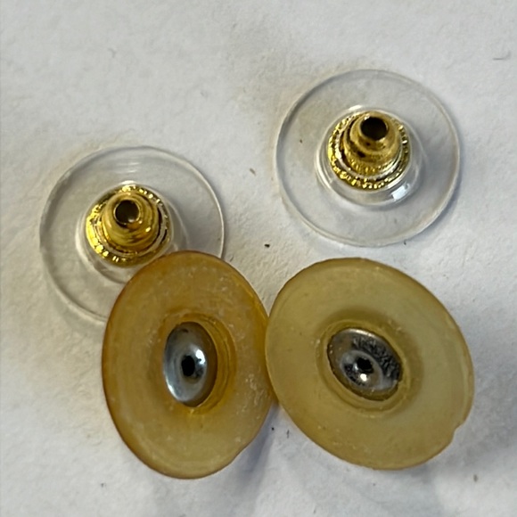 GIVENCHY Logo Silver Tone Metal Earrings Stud Vintage Chunky Wave authentic - Picture 12 of 12